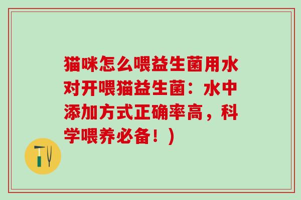 猫咪怎么喂益生菌用水对开喂猫益生菌：水中添加方式正确率高，科学喂养必备！)