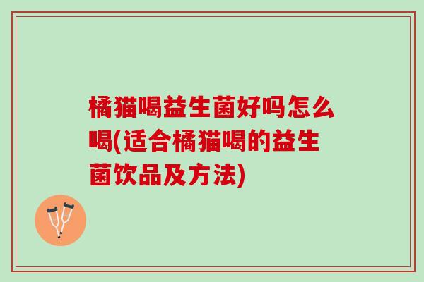 橘猫喝益生菌好吗怎么喝(适合橘猫喝的益生菌饮品及方法)