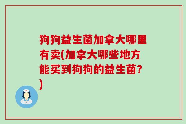 狗狗益生菌加拿大哪里有卖(加拿大哪些地方能买到狗狗的益生菌？)