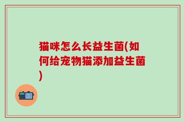猫咪怎么长益生菌(如何给宠物猫添加益生菌) 猫咪怎么长益生菌(如何给宠物猫添加益生菌)
