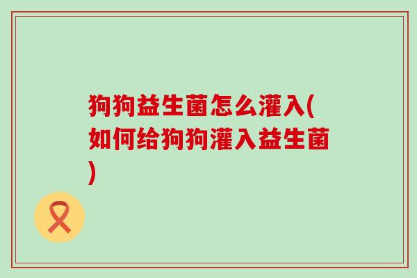狗狗益生菌怎么灌入(如何给狗狗灌入益生菌)