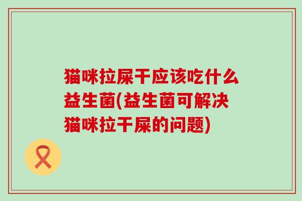 猫咪拉屎干应该吃什么益生菌(益生菌可解决猫咪拉干屎的问题)