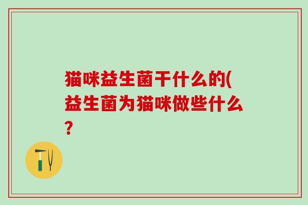 猫咪益生菌干什么的(益生菌为猫咪做些什么？