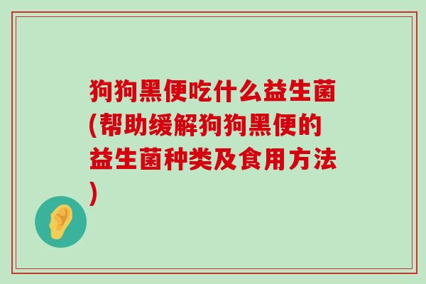 狗狗黑便吃什么益生菌(帮助缓解狗狗黑便的益生菌种类及食用方法)