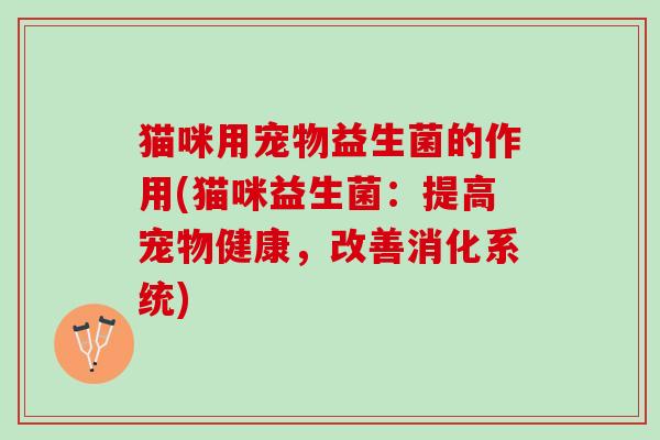 猫咪用宠物益生菌的作用(猫咪益生菌：提高宠物健康，改善消化系统)