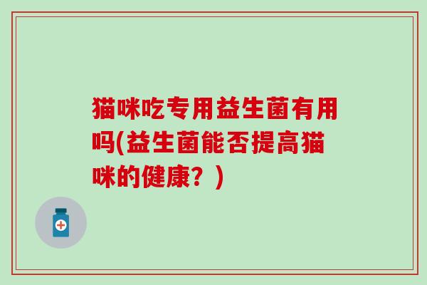 猫咪吃专用益生菌有用吗(益生菌能否提高猫咪的健康？)