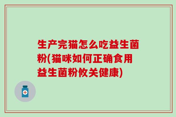 生产完猫怎么吃益生菌粉(猫咪如何正确食用益生菌粉攸关健康)