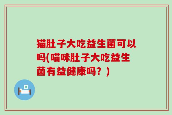 猫肚子大吃益生菌可以吗(喵咪肚子大吃益生菌有益健康吗？)