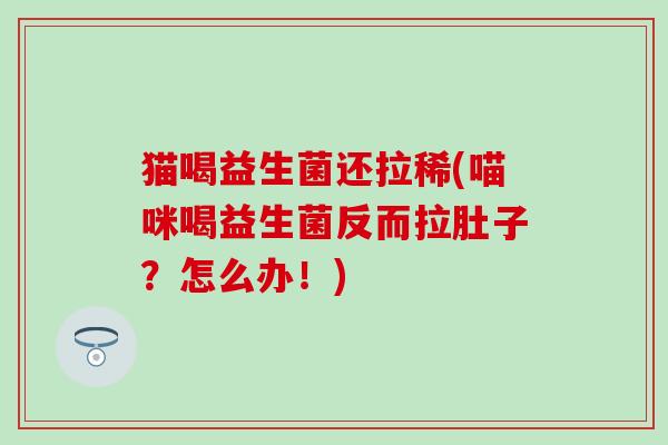 猫喝益生菌还拉稀(喵咪喝益生菌反而拉肚子？怎么办！)