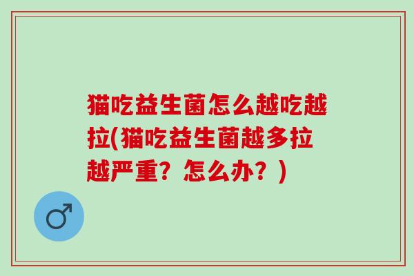 猫吃益生菌怎么越吃越拉(猫吃益生菌越多拉越严重？怎么办？)