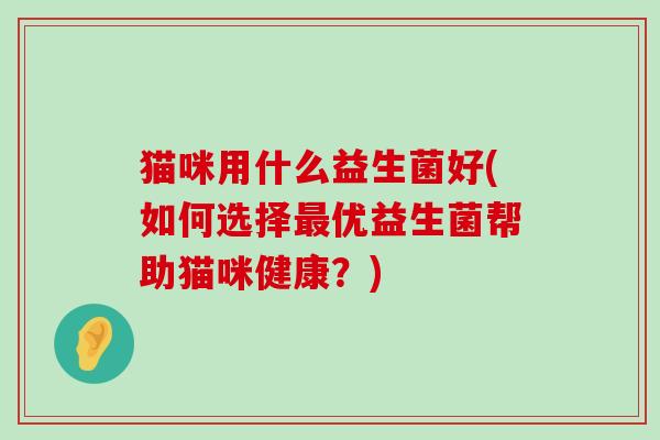 猫咪用什么益生菌好(如何选择最优益生菌帮助猫咪健康？)