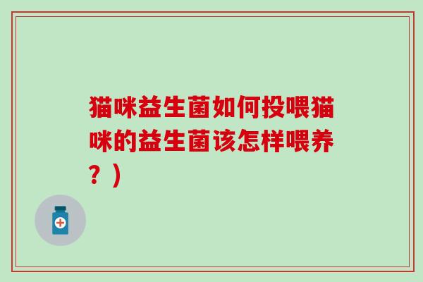 猫咪益生菌如何投喂猫咪的益生菌该怎样喂养?) 猫咪益生菌如何投喂猫咪的益生菌该怎样喂养?)
