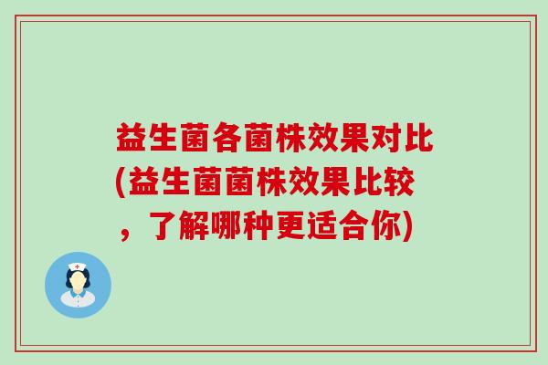 益生菌各菌株效果对比(益生菌菌株效果比较，了解哪种更适合你)