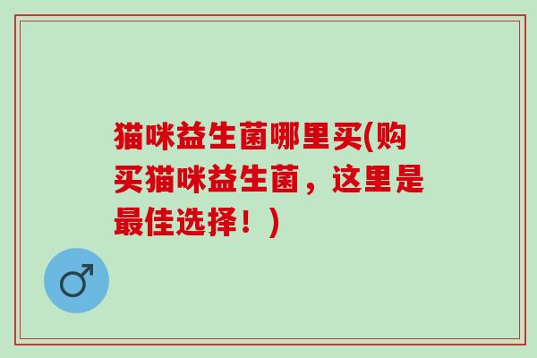 猫咪益生菌哪里买(购买猫咪益生菌，这里是佳选择！)