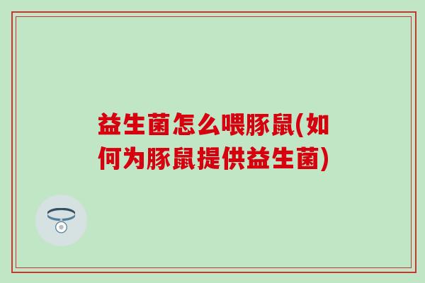 益生菌怎么喂豚鼠(如何为豚鼠提供益生菌)