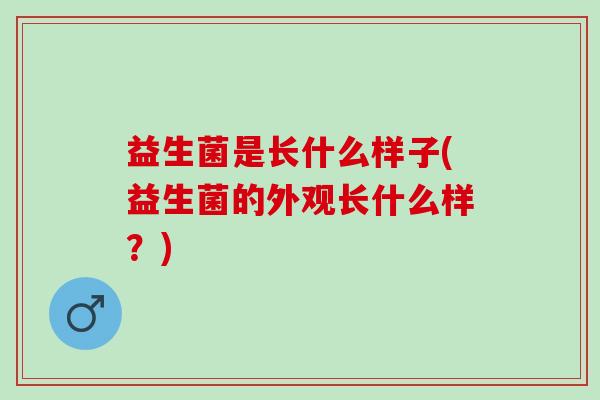 益生菌是长什么样子(益生菌的外观长什么样？)