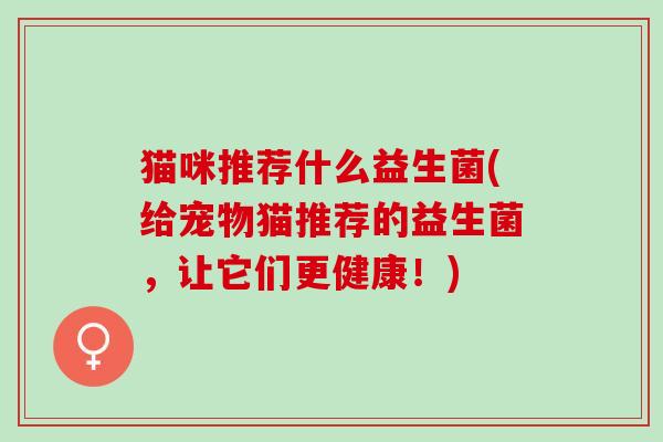 猫咪推荐什么益生菌(给宠物猫推荐的益生菌，让它们更健康！)