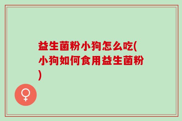 益生菌粉小狗怎么吃(小狗如何食用益生菌粉) 益生菌粉小狗怎么吃(小狗如何食用益生菌粉)