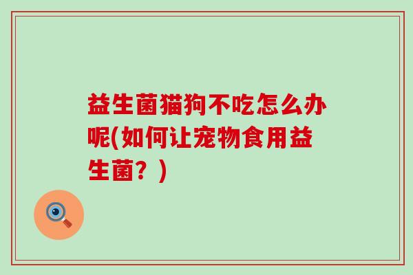 益生菌猫狗不吃怎么办呢(如何让宠物食用益生菌？)