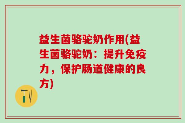益生菌骆驼奶作用(益生菌骆驼奶:提升力,保护肠道健康的良方) 益生菌骆驼奶作用(益生菌骆驼奶:提升力,保护肠道健康的良方)