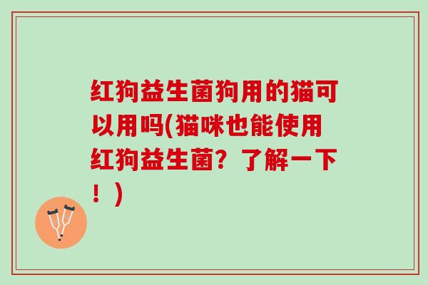 红狗益生菌狗用的猫可以用吗(猫咪也能使用红狗益生菌？了解一下！)