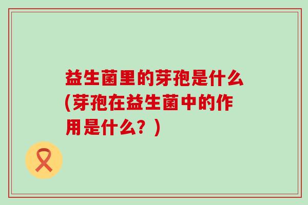 益生菌里的芽孢是什么(芽孢在益生菌中的作用是什么？)