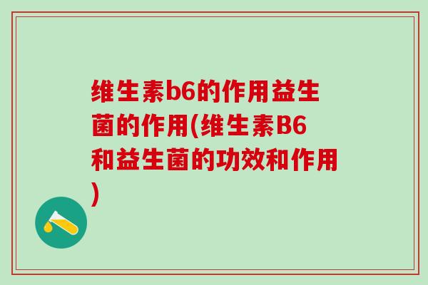 维生素b6的作用益生菌的作用(维生素B6和益生菌的功效和作用)