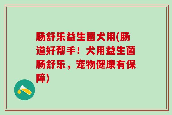 肠舒乐益生菌犬用(肠道好帮手！犬用益生菌肠舒乐，宠物健康有保障)