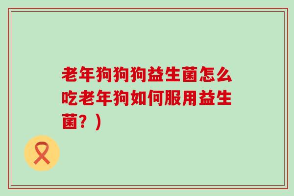老年狗狗狗益生菌怎么吃老年狗如何服用益生菌？)