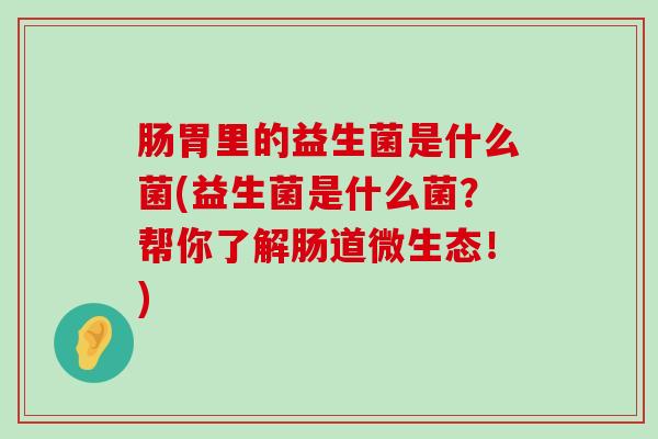 肠胃里的益生菌是什么菌(益生菌是什么菌？帮你了解肠道微生态！)