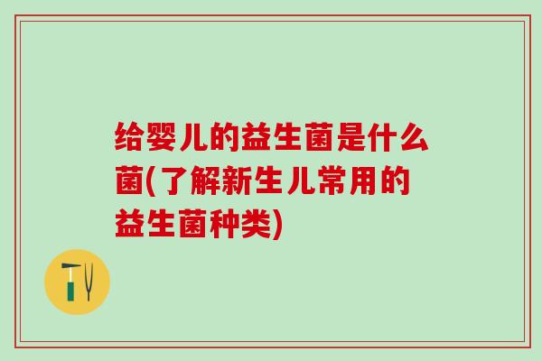 给婴儿的益生菌是什么菌(了解新生儿常用的益生菌种类)