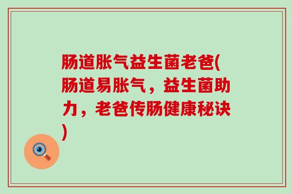 肠道胀气益生菌老爸(肠道易胀气，益生菌助力，老爸传肠健康秘诀)