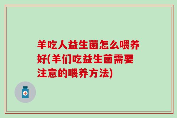 羊吃人益生菌怎么喂养好(羊们吃益生菌需要注意的喂养方法)