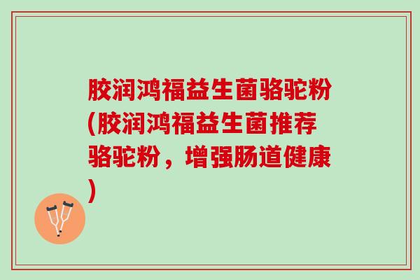 胶润鸿福益生菌骆驼粉(胶润鸿福益生菌推荐骆驼粉，增强肠道健康)