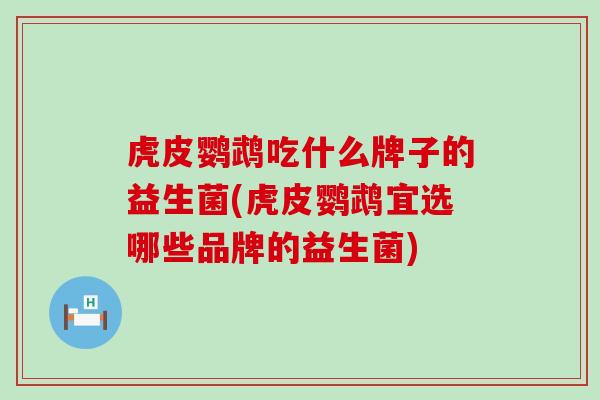 虎皮鹦鹉吃什么牌子的益生菌(虎皮鹦鹉宜选哪些品牌的益生菌)