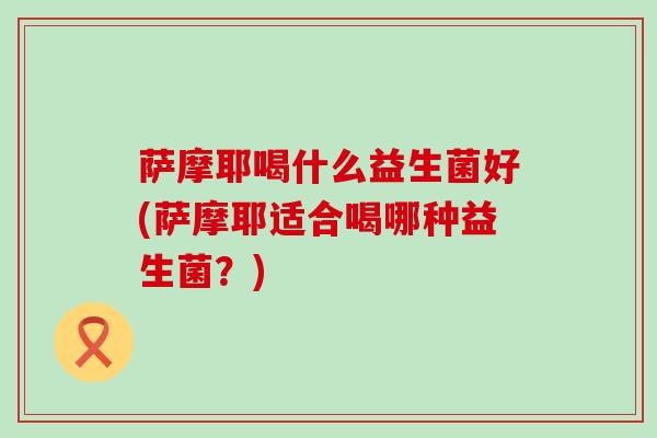 萨摩耶喝什么益生菌好(萨摩耶适合喝哪种益生菌？)