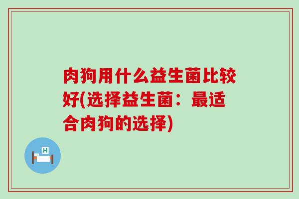 肉狗用什么益生菌比较好(选择益生菌：最适合肉狗的选择)