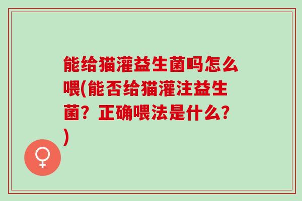 能给猫灌益生菌吗怎么喂(能否给猫灌注益生菌？正确喂法是什么？)