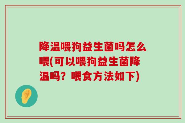 降温喂狗益生菌吗怎么喂(可以喂狗益生菌降温吗？喂食方法如下)