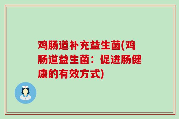 鸡肠道补充益生菌(鸡肠道益生菌:促进肠健康的有效方式) 鸡肠道补充益生菌(鸡肠道益生菌:促进肠健康的有效方式)