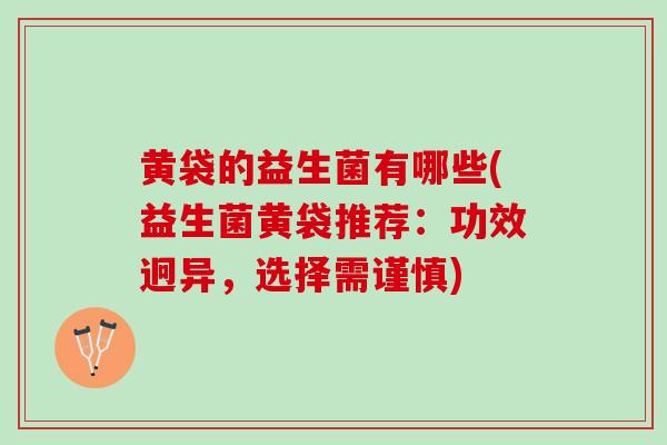 黄袋的益生菌有哪些(益生菌黄袋推荐：功效迥异，选择需谨慎)