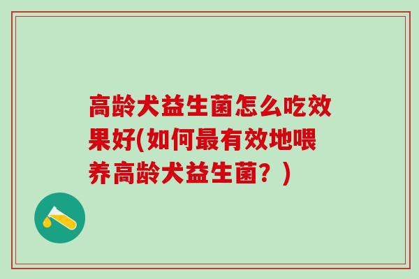 高龄犬益生菌怎么吃效果好(如何最有效地喂养高龄犬益生菌？)