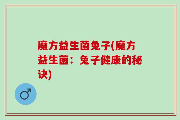 魔方益生菌兔子(魔方益生菌:兔子健康的秘诀) 魔方益生菌兔子(魔方益生菌:兔子健康的秘诀)