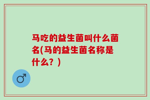 马吃的益生菌叫什么菌名(马的益生菌名称是什么？)