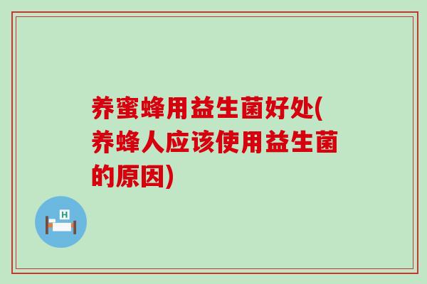 养蜜蜂用益生菌好处(养蜂人应该使用益生菌的原因)