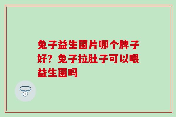 兔子益生菌片哪个牌子好？兔子拉肚子可以喂益生菌吗