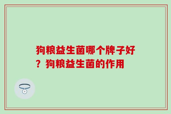 狗粮益生菌哪个牌子好？狗粮益生菌的作用