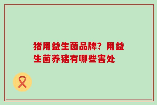 猪用益生菌品牌？用益生菌养猪有哪些害处