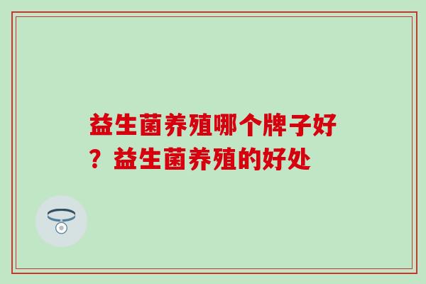 益生菌养殖哪个牌子好？益生菌养殖的好处