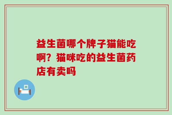 益生菌哪个牌子猫能吃啊？猫咪吃的益生菌药店有卖吗